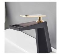 ISCBAFYX Robinet Large - Robinet monotrou monté sur comptoir de Salle de Bain en Cascade - Mélangeur d'évier d'eau Chaude Froide (Or Noir)