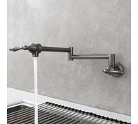 ISCBAFYX Robinet mitigeur de Cuisine Mural, Robinet d'eau Pliable, mitigeur de Cuisine à Double Levier, Robinet de Cuisine en Laiton, Eau Froide, robinets d'évier de Cuisine, Pistolet Gris,