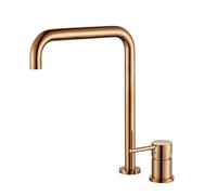 ISCBAFYX Robinet mitigeur d'eau Chaude Froide, 5 Couleurs chromées, poignée Unique, Deux Trous, Montage sur comptoir, Grue de Salle de Bains (Or Rose)