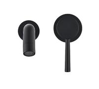 ISCBAFYX Robinet Mural en Laiton Noir Mat, mélangeur Chaud col à 2 Trous pour lavabo Baignoire de Salle de Bain, Bec C Rotatif, élégant 150mm Facile à Installer