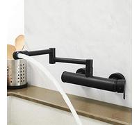 ISCBAFYX Robinet Mural, Pliable, Extensible, Rotatif, Robinet Mural en Laiton, Robinet Mural Noir, Robinet Chaud Froid, évier, Auge à Linge, Robinet