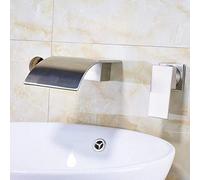 ISCBAFYX Robinets de lavabo de Luxe à Deux Trous, Robinet Cascade Mural, robinets mélangeurs Chauds froids pour Salle de Bains, brossé, Chrome B