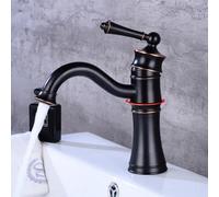 ISCBAFYX Robinets de lavabo Robinet d'évier en Laiton Antique à poignée Unique Montage sur Pont Vintage Torneiras Mélangeur de Bain d'eau Chaude Froide Robinet d'eau (Couleur : Noir-1)