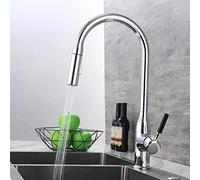 ISCBAFYX Robinets mélangeurs de Cuisine avec pulvérisation extractible, Robinet Chaud Froid Rotatif, Bouton monotrou, Double Mode, Robinet de Cuisine en Laiton chromé