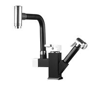 ISCBAFYX Robinets mélangeurs d'évier de Cuisine, Pistolet de pulvérisation à Traction, Robinet de Cuisine Rotatif rétractable en Laiton Chaud Froid-E