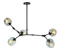 ISCBAFYX Spoutnik 6 lumières Industriel Fer Art Milieu du siècle Pendentif éclairage réglable plafonnier pour Couloir Bar Cuisine, Bleu, 5 lumières
