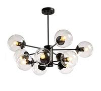 ISCBAFYX Spoutnik à 12 lumières, plafonnier du Milieu du siècle, luminaire Suspendu Industriel pour Cuisine, Salle à Manger, Salon, Couleur Transparente, 10 lumières