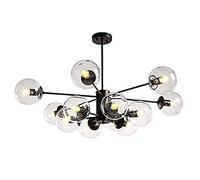 ISCBAFYX Spoutnik à 12 lumières, plafonnier du Milieu du siècle, luminaire Suspendu Industriel pour Cuisine, Salle à Manger, Salon, Couleur Transparente, 12 lumières