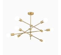 ISCBAFYX Spoutnik doré, Suspension à Bras Rotatif E27 avec Abat-Jour en Verre, plafonnier encastré pour Chambre à Coucher, Salon, Cuisine (8 lumières, 78 x 70 cm)