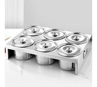 ISCBAFYX Station de Garniture de Pizza en Acier Inoxydable - Support à épices de comptoir, récipient Alimentaire Amovible réutilisable, idéal pour Les grillades la Cuisine, Pot à épices