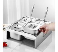 ISCBAFYX Station de Garniture de Pizza - Support à épices en Acier Inoxydable Amovible réutilisable pour Grill Cuisine Pot à épices Parfait pour Un accès Un Rangement faciles
