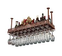 ISCBAFYX Support à Bouteilles de vin en métal Support en Verre, éère décorative de Plafond de Bar Flottant Vintage pour Cuisines, Restaurant ou Vaisselle de café, Rangement de Bouteilles