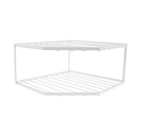 ISCBAFYX Support à casseroles d'angle en métal Double Couche Blanc - Éère de Cuisine autoportante de 12 cm de Haut pour casseroles Assiettes Solution de Rangement Peu encombrante pour Petites
