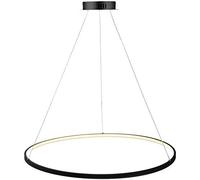 ISCBAFYX Support Cercle Lumineux LED Lampe Suspendue en Métal Acrylique Suspendu Lampe Suspendue D'îlot Réglable pour Salon Cuisine Chambre,Noir + Gradation en 3 Étapes,100Cm 63W