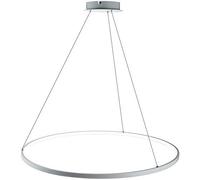ISCBAFYX Support Cercle Lumineux LED Suspension Métal Acrylique Suspendu Lampe Suspendue Îlot Réglable pour Salon Cuisine Chambre, Blanc + Gradation en 3 Étapes, 80 Cm 50 W