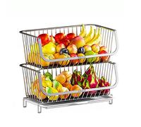 ISCBAFYX Support de Rangement de Cuisine à Plusieurs Niveaux en Acier Inoxydable, Organisateur Peu encombrant pour Fruits, légumes Affichage de Produits de comptoir élégant