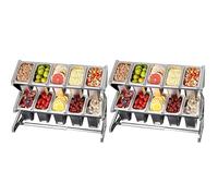 ISCBAFYX Support Extensible en Acier Inoxydable - Support de comptoir en 2 pièces avec éères rétractables Repose-cuillère, Solution de Rangement de Cuisine (Argent/Noir 25,4 x 22 x 43,2 cm)