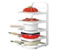 ISCBAFYX Support Organisateur de casseroles poêles, éère de Rangement réglable pour ustensiles de Cuisine en Acier au Carbone, Rangement à Plusieurs Niveaux pour armoires de Cuisine