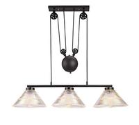ISCBAFYX Suspension Plafond Industriel Traditionnel avec Verre la poulie Restruction de Lustre en Fer forgé à 3 lumière Suspendue Light E27 Personnalité Creative Chandelier Decoration Home Lighting F