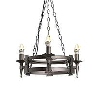 ISCBAFYX Traditionnel 3 Lights ALIMENTABLE Noir Simple Round Metal Dining Pendant Light Country Retro Whited Fer Candle Chandeliers Créative Personnalité Restaurant Droplight Living Room Hanging