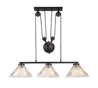 ISCBAFYX Traditionnels 3 phares Loft Pendant Lampe européen Style Whited Fer Chandelier Cafe Restaurant Suspendu E27 Retro Industrial Glass Plafond Light avec poulie de soulèvement des Accessoires