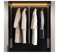 ISCBAFYX Tringle à vêtements télescopique réglable en Alliage d'aluminium, Rail de Garde-Robe extractible avec Double Tampon Silencieux, Gain de Place pour Une Largeur de 660 à 890 mm, Marron