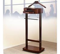 ISCBAFYX Valet de Nuit élégant en Bois sur Pied avec tiroirs Cintre pour Costume - Rangement élégant pour Manteaux Accessoires pour Homme Femme - Présentoir Marron