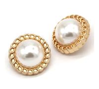 ISCHWA 10pcs 20-25mm Gros Boutons de Perles en métal doré pour Blazer, Manteau, Costume pour Femme - décorations Faites à la Main de Luxe, Artisanat de Bricolage