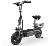 iScooter F2 Vélo Électrique avec Selle et Panier 500W 36V 7.8Ah 30km/h 25-30KM Pneus 10 Pneumatiques Freins Tambour Avant/Arrière Pliable 120kg Idéal Ville