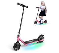 iScooter IK3 Trottinette électrique pour Enfants de 6 à 12 Ans, Frein électronique à Manille, Frein arrière à pédale, lumières LED colorées, écran LED, léger, Rose