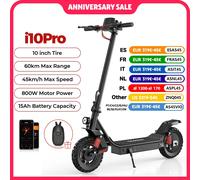 Trottinette Electrique iScooter i10Pro Autonomie 50-60km,800W 15Ah- 10Pneus Noir