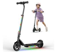 iScooter Trottinette électrique pour Enfants de 6 à 12 Ans, Moteur 150 W, 8/13/19 km/h, Hauteur réglable de 82 à 100 cm, pneus de 6,0", lumières Arc-en-Ciel colorées, écran LED, autonomie de 35