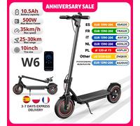 iScooter W6 10 pouces Scooter électrique 500W adulte e-scooter 36V 10.5Ah 35 km/h vitesse Support APP 30km portée ville Scooters électriques W6