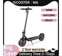 ISCOOTER W6 Scooter électrique adulte 10 pouces pneus e-scooter pour hommes 500W 36V 7.8 AH pliable ville EScooter iSCOOTER W6（black）