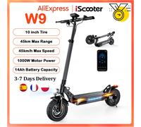 IScooter W9 Scooter électrique 10 pouces 1000W 48V14Ah 35-45km portée 45 km/h vitesse maximale pneus tout-terrain entraînement arrière freins à double disque NEW W9