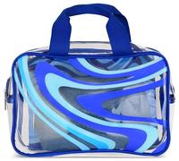 iscream Lot de 3 trousses de toilette, de maquillage, de voyage et de voyage - Bleu denim tourbillon