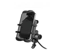 Isctxh Support Téléphone Moto Support De Téléphone Portable sans Fil pour Moto, Chargeur Rapide 3.0, GPS, pour Guidon 4 À 7 Pouces(Charger- Mirror)