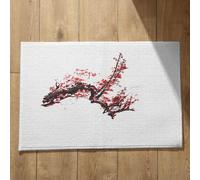 Isdreem Grand Tapis de Cuisine Antidérapant Et Lavable D'Entrée Intérieur Welcome Fleur d'encre Style Chinois Sol Magasin Paillasson Interieur Personnalisé Noir Rouge, 45x75cm