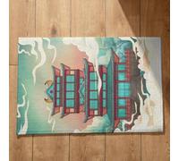 Isdreem Grand Tapis de Porte D'Entrée Paillasson Exterieur One Piece Architecture Style Chinois Cuisine Kitchen Interieur Entree Lavable Machine Tapis Bain Absorbants, 45x75cm