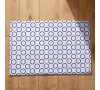 Isdreem Tapis de Bain Absorbant Entrée Maison Intérieur Cercle Sol Porte D'Entrée Grand Lavables Machine Bleu, 45x75cm