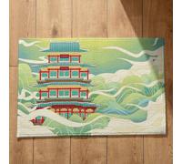 Isdreem Tapis de Bain Antidérapant Super Absorbant D'Entrée Intérieur Personnalisé Architecture Style Chinois Sol Isolant Paillasson Interieur Entree Lavable Machine, 50x80cm