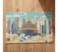 Isdreem Tapis de Cuisine Absorbant Entrée Ultra Fine Architecture Style Chinois Porte Mince Grand Paillasson Surface Flanelle Douce, 50x80cm