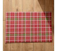 Isdreem Tapis de Cuisine Indienne D'Entrée Extra Fin Absorbant Texture Treillis Porte Interieur Intérieur Original Paillassons Antidérapants, 45x75cm