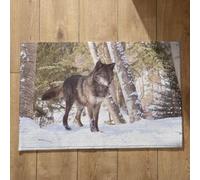 Isdreem Tapis de Cuisine Indienne Paillasson Vintage Loup Tapis de Porte D'Entrée Exterieur Tapis D Entrée Personnalisé Tapis Décoratifs Antidérapants, 50x80cm