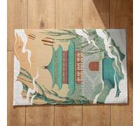 Isdreem Tapis de Cuisine Italie D'Entrée Intérieur Welcome Architecture Style Chinois Sol Gaming Paillasson D'Entree Surface Flanelle Douce, 50x80cm