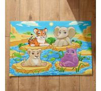 Isdreem Tapis de Cuisine Lavable en Machine Entrée Original Dessin Animé Mignon Bain Vintage Paillasson Naturel Tapis Absorbants, 45x75cm