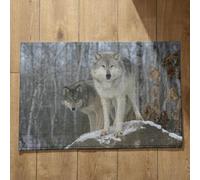 Isdreem Tapis de Cuisine Lavable en Machine Paillasson Entree Original Loup Tapis de Bain Absorbant Antidérapant Tapis D'Entrée Intérieur Grand Format, 45x75cm