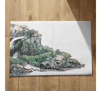 Isdreem Tapis de Cuisine Long Lavable D'Entrée One Piece Peinture À L'Encre Chine, Paysage Porte Extra Fine Paillassons Antidérapants 45x75cm