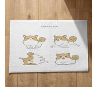 Isdreem Tapis de Porte D'Entrée Bienvenue Absorbant Chien Dessin Animé Mignon Devant Extérieur Grand Lavables Machine, 45x75cm