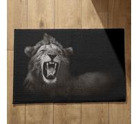Isdreem Tapis de Porte Lavable Paillasson Quadrille Lion Petit Tapis de Cuisine Lavable en Machine Tapis Maison Entrée Tapis Décoratifs Antidérapants Noir Et Blanc, 50x80cm